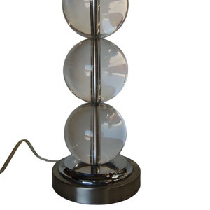 Large Stacked Three Large Crystal Ball Table Lamp image 3