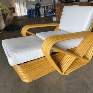 Restored Six-Strand Square Pretzel Rattan Chaise Lounge Chair image 5