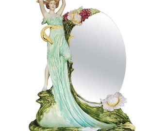 Hans Kieweg Art Nouveau Figural Vanity Mirror for Fraureuth