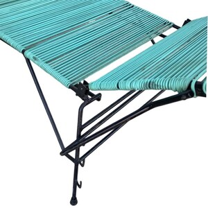 Mid Century Iron Outdoor/Patio Chaise Lounge with Teal Cord image 10