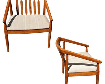 Mid-century "Declaration" Oak Arm Chairs by Kipp Stewart for Drexel, Pair