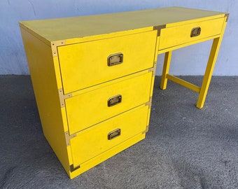 Mid Century Yellow "Colormates" Campaign Lowboy Writing Desk by Morris of California