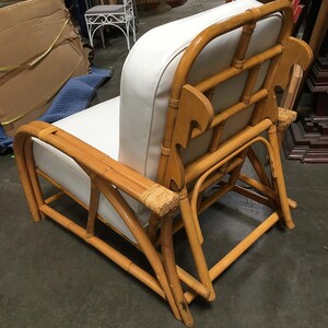 Rare Restored 1949er Rattan Reclining Lounge Chair with Arched Arms image 6