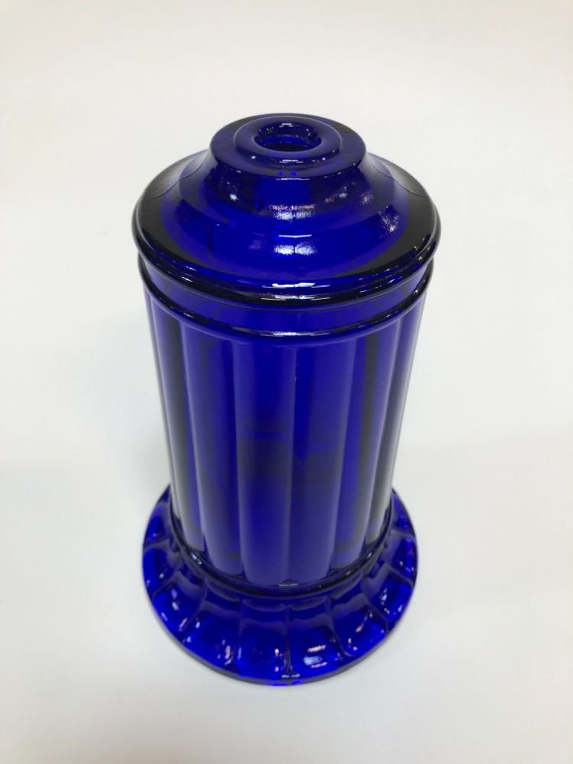 Vianne Cobalt Glass Art Deco Cylander Lamp Shade Etsy