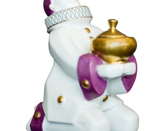 French Harlequin Ceramic Ink and Pen Stand by Aladin