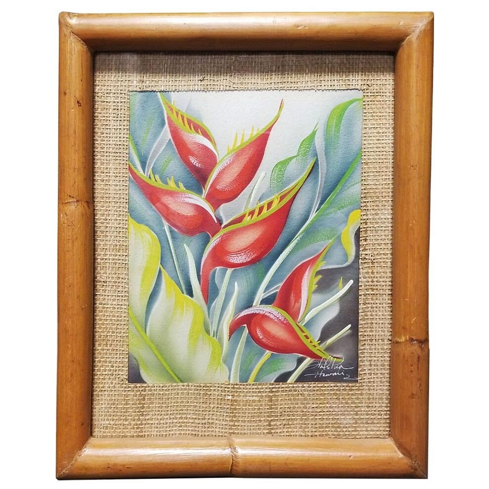 Hawaiian heliconia Airbrush on Paper by Hale Pua frank Oda in 