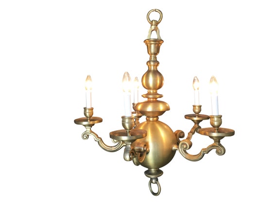 English Georgian Style Solid Brass 5 Arm Chandelier Etsy Australia
