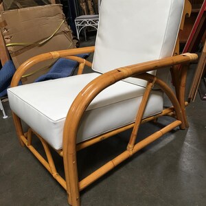 Rare Restored 1949er Rattan Reclining Lounge Chair with Arched Arms image 3