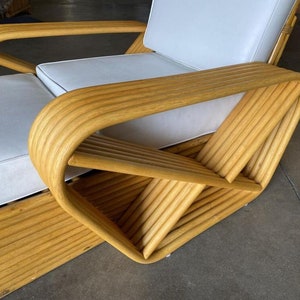 Restored Six-Strand Square Pretzel Rattan Chaise Lounge Chair image 7