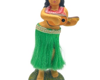7" Hawaiian Hula Nodder Vintage Ukelele Girl Dancer Bobble