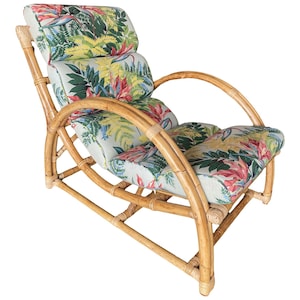 Restored Two-Strand Half Moon Rattan Cup Seat Lounge Chair image 1