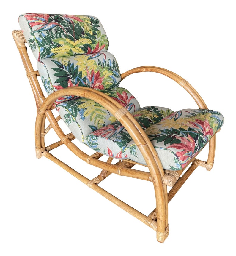 Restored Two-Strand Half Moon Rattan Cup Seat Lounge Chair image 1