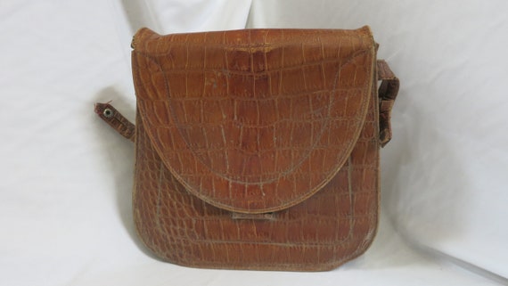 Vintage Alligator Leather Purse with Shoulder Str… - image 1