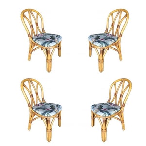 Restored Rattan Dining Side Chair w/ Hour Glass Back, Set of Four image 1