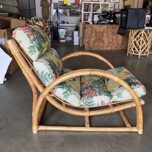 Restored Two-Strand Half Moon Rattan Cup Seat Lounge Chair image 3
