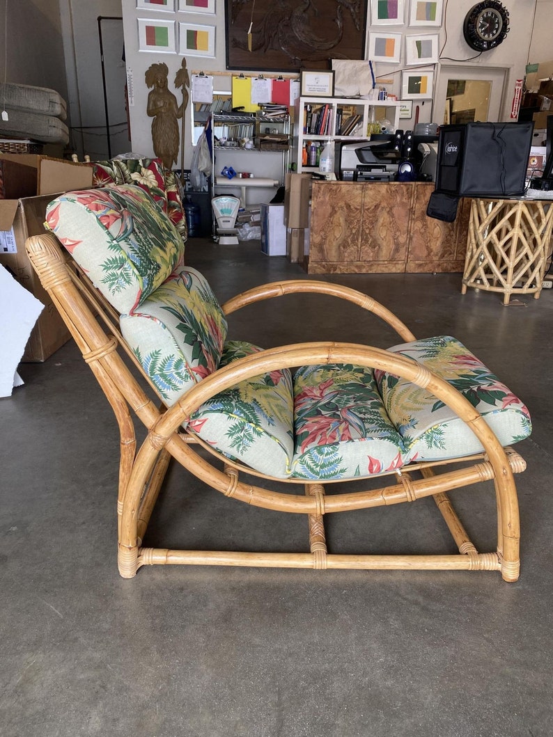 Restored Two-Strand Half Moon Rattan Cup Seat Lounge Chair image 3