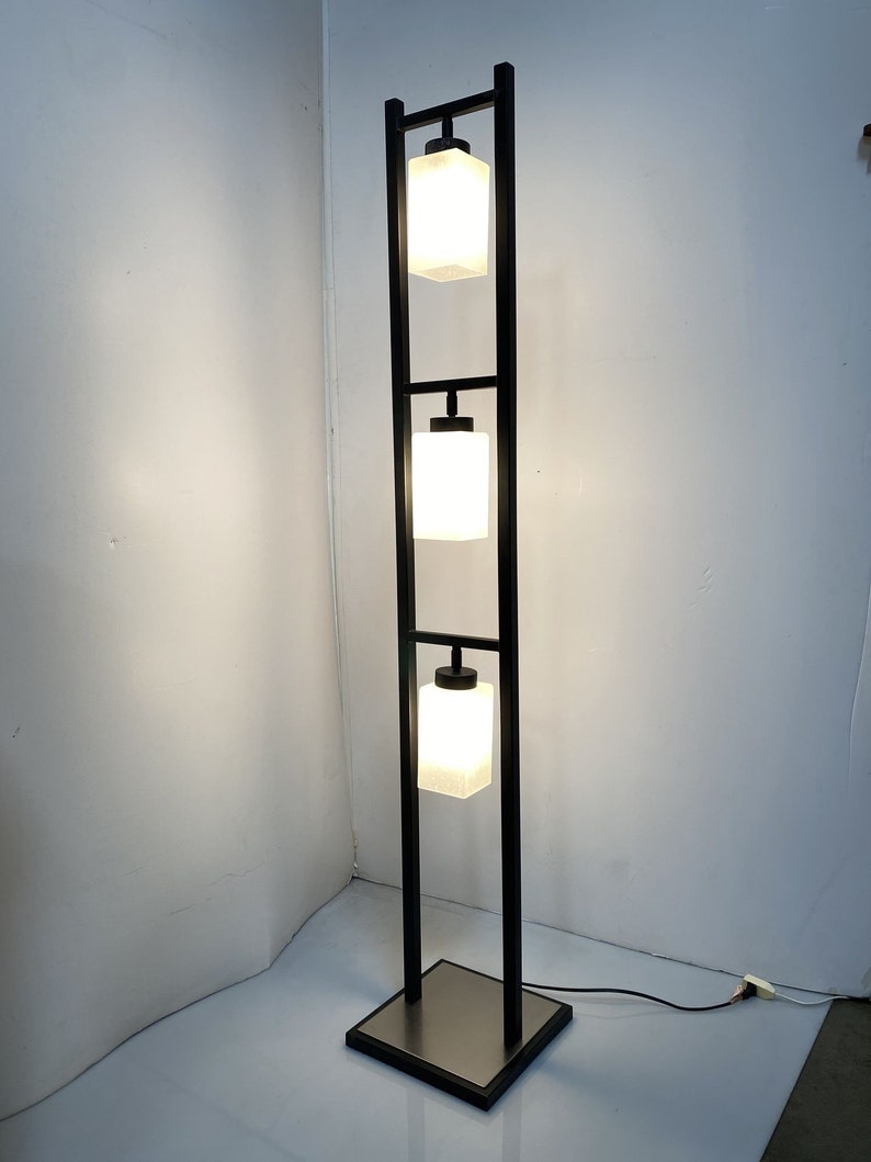 Asian Inspired Modernist Floor Lamp with Chrome Base image 2