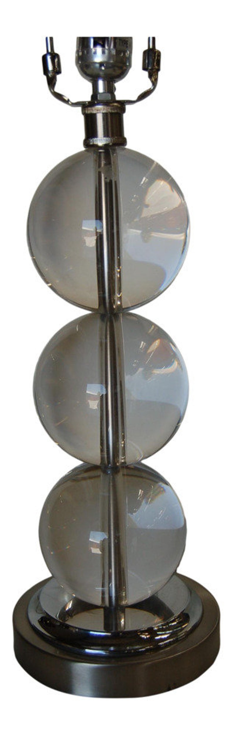 Large Stacked Three Large Crystal Ball Table Lamp image 1