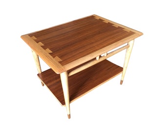 Lane Acclaim Walnut and Ash Inlay Side Table Designed by Andre Bus