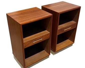 Pair of Teak and Mahogany Mid Century Nightstands by Edward Wormley for Dunbar