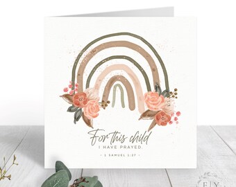 New Baby Card | Congratulations Baby Card | Floral Rainbow Baby Card