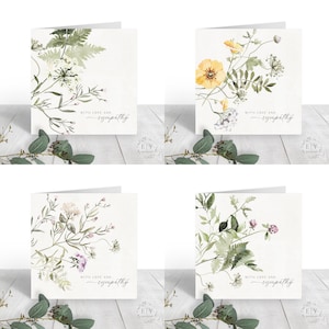 Lot de 8 cartes de condoléances | Carte de condoléances fleurs sauvages