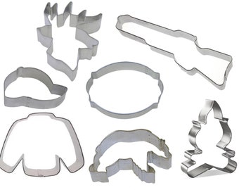 7 Piece Hunting Cookie Cutter Set Rifle Deer Flannel Metal | Cookie Cutters