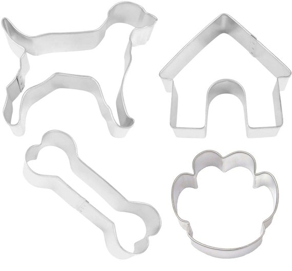 5 Piece LARGE Dog Treat Cookie Cutter Set Bone Paw Big Dog Treats! 