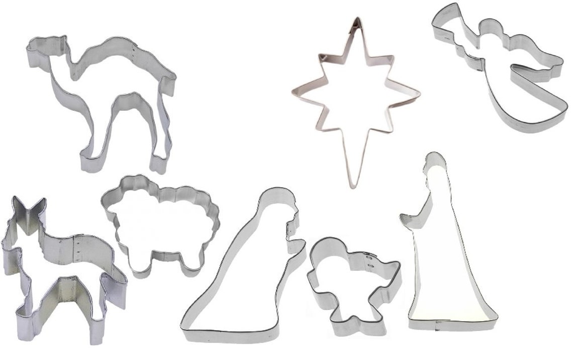 8 Piece Christmas Nativity Manger Scene Cookie Cutter Set Etsy