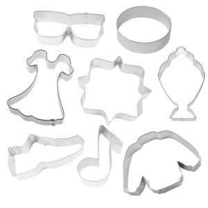 8 Piece 1950&#39;s Cookie Cutter Set - 50&#39;s Diner Drive In Metal Malt Shop | Cookie Cutters
