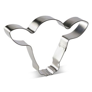 Steer Cow Head Face 5.25'' Cookie Cutter Metal Birthday Party Animal Sandwiches Freshies