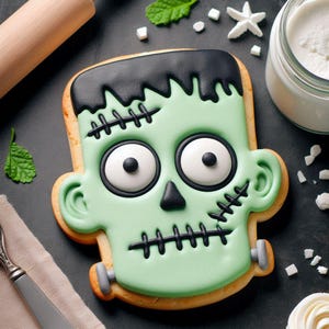 Monster Head 3.75&#39;&#39; Halloween Cookie Cutter | Birthday Party | Frankenstein Birthday Party | Cookie Cutters