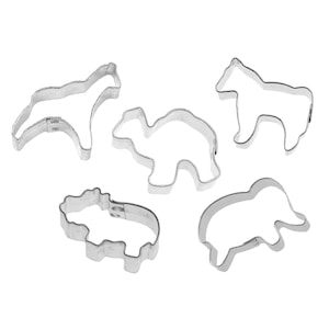 5 Piece Mini Circus Animal Cookie Cutter Set Pink and White ZOO Cookies Metal Clay Cookie Cutters | Cookie Cutters