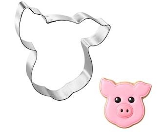 Pig Face Cookie Cutter 4.25'' Metal Freshies Farm Fair Animal Birthday Party | Cookie Cutters