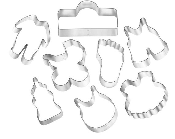 8 Piece Mini Baby Cookie Cutter Set Metal | Reveal Shower