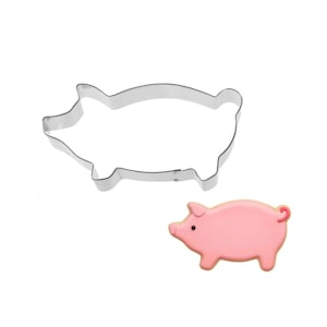 Cortador de galletas Yorkshire Pig de 5'' de metal con forma de animal de granja, marranitos y pan de jengibre mexicano.