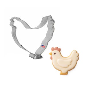 Cortador de galletas de metal con forma de mini gallina y gallo de 4,4 cm (1,75 pulgadas) para fiestas de cumpleaños en granjas y ferias