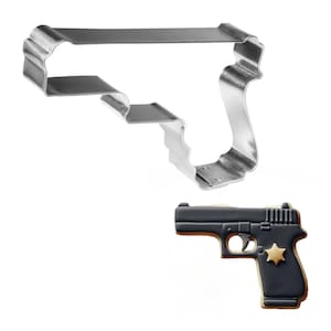 Handgun 4'' Cookie Cutter Police Security Pistol Gun Metal | Birthday Party | Cookie Cutters