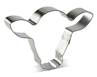 Steer Cow Head Face 5.25&#39;&#39; Cookie Cutter Metal Birthday Party Animal Sandwiches Freshies | Cookie Cutters