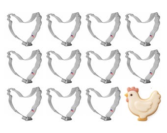 1 Dozen 12 Mini Hen Rooster Chicken 1.75'' Cookie Cutter Farm Cookie Cutters
