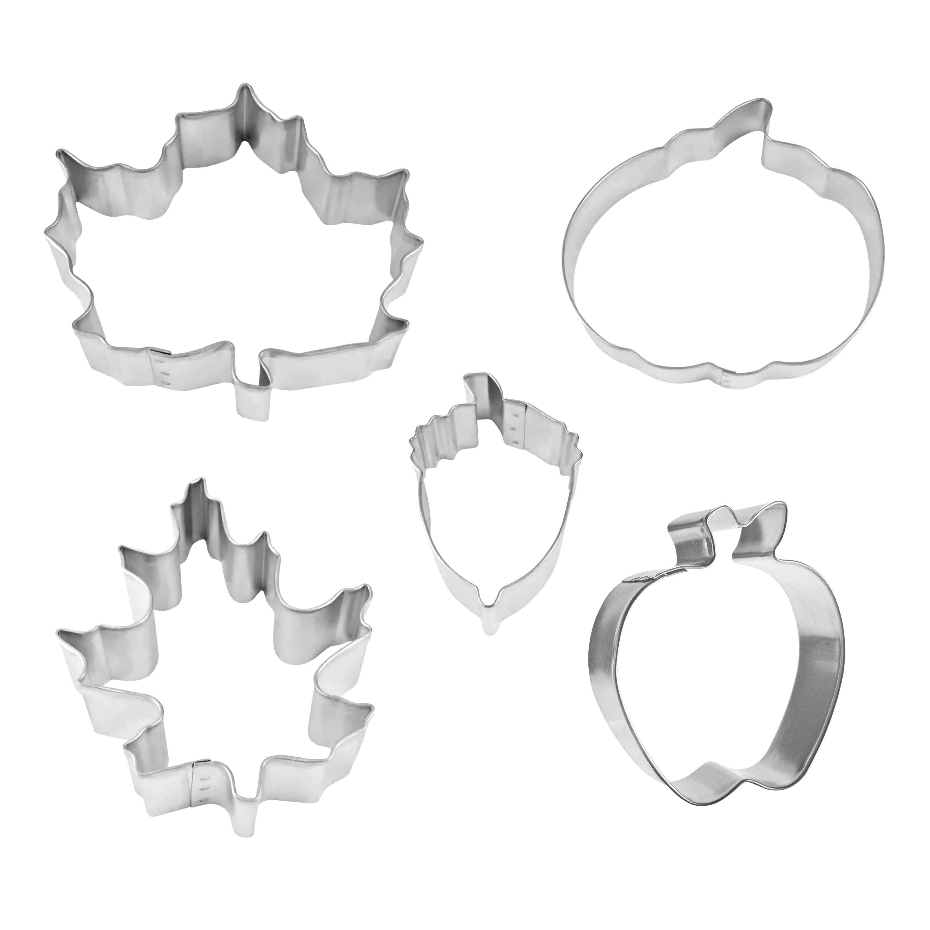 5 Piece Autumn Cookie Cutter Set | Maple Leaf, Acorn, Pumpkin
