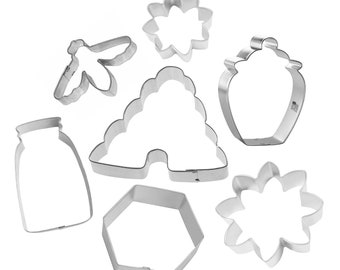 Honey Bee Cookie Cutter Set | Beehive, Honeycomb, Mason Jar - 7 Piece