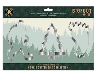 3 Piece Bigfoot Sasquatch Tree Foot Carded Cookie Cutter Set Metal