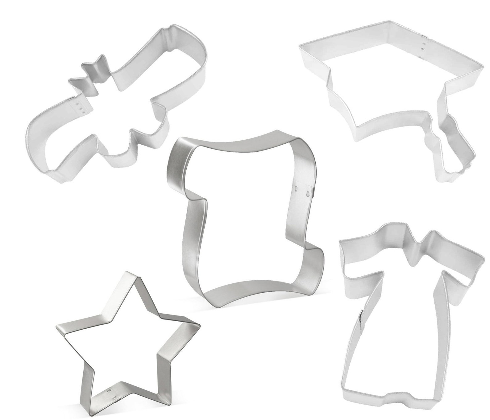 5 Piece Graduation Cookie Cutter Set Diploma Graduate Metal | Etsy