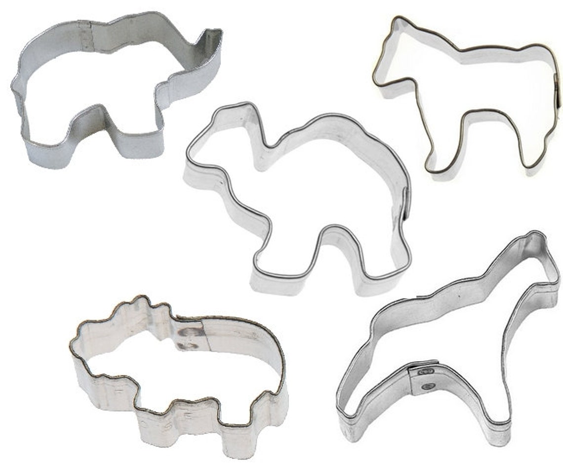 5 Piece Mini Circus Animal Cookie Cutter Set Pink and White Etsy