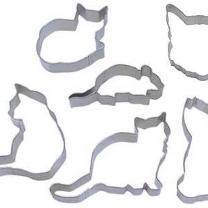 6 Piece Cat Cookie Cutter Set New! Animal Shelter Fundraiser Metal Veterinary Vet Doctor