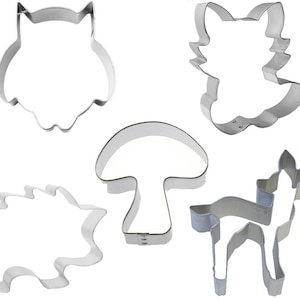 Woodland Owl Deer Fox Mushroom Hedgehog Cookie Cutter Set