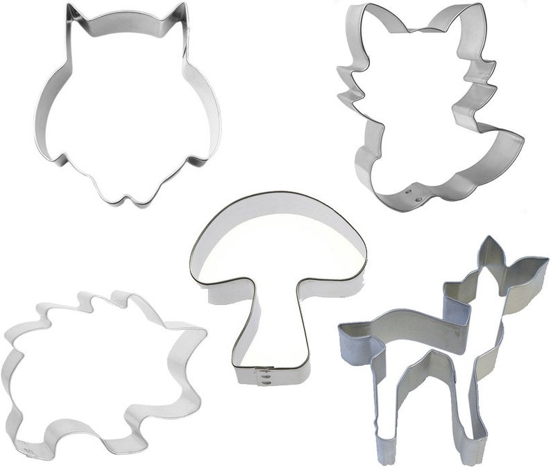Woodland Owl Deer Fox Mushroom Hedgehog Cookie Cutter Set