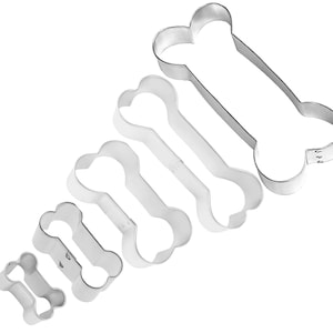 5 Piece Dog Bone Treat Cookie Cutters Set NEW Puppy Metal Pet Animal Shelter Treats Veterinary Vet Doctor Cookie Cutters image 1