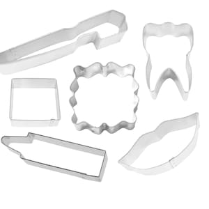 6 Piece Tooth Toothbrush Toothpaste Dental Floss & Lips Dental Cookie Cutter Set  Dentist Metal | Cookie Cutters
